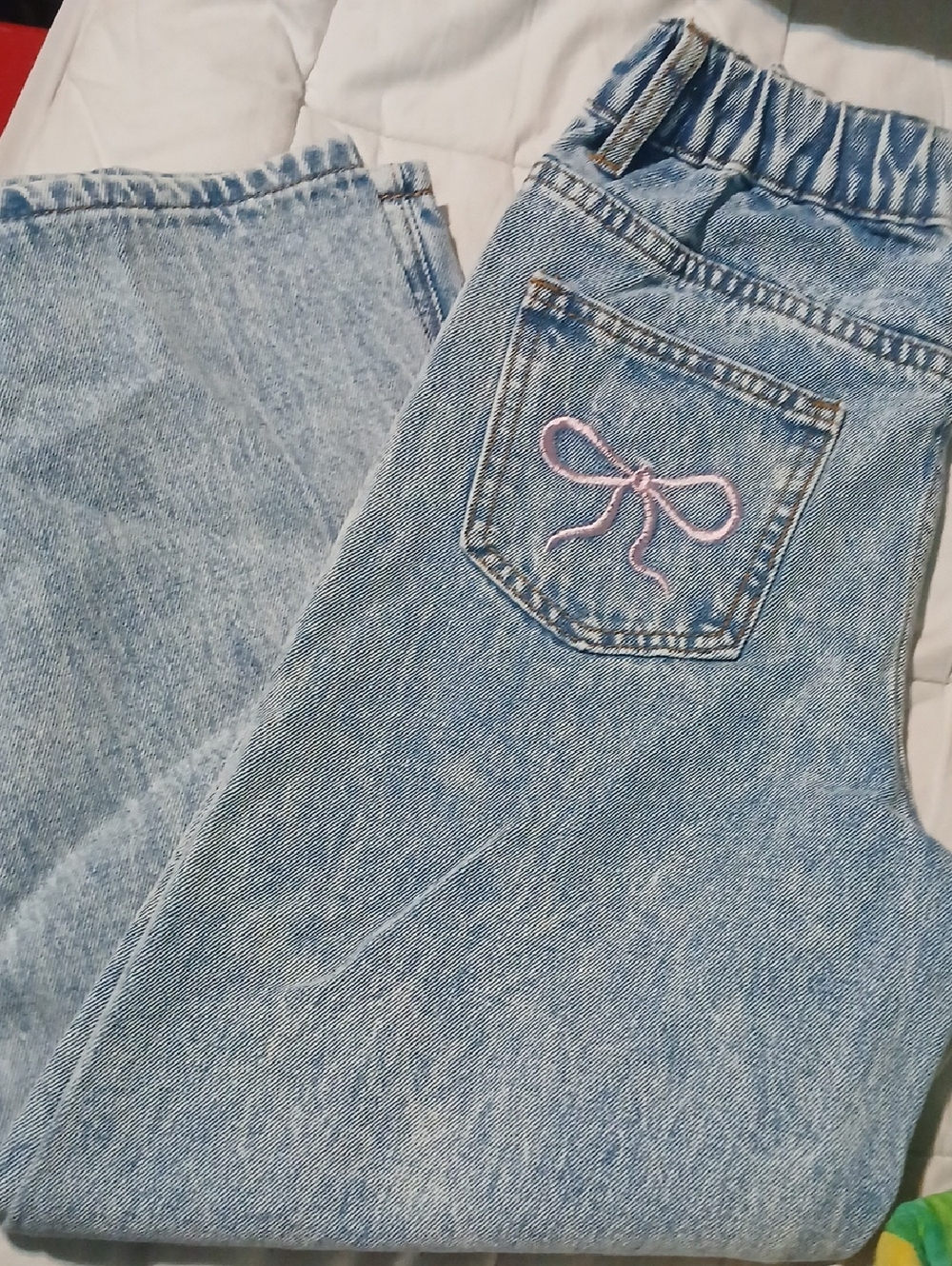 Girls Embroidered Baggy Style Jeans